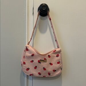 Strawberry Print Pink Shoulder Bag